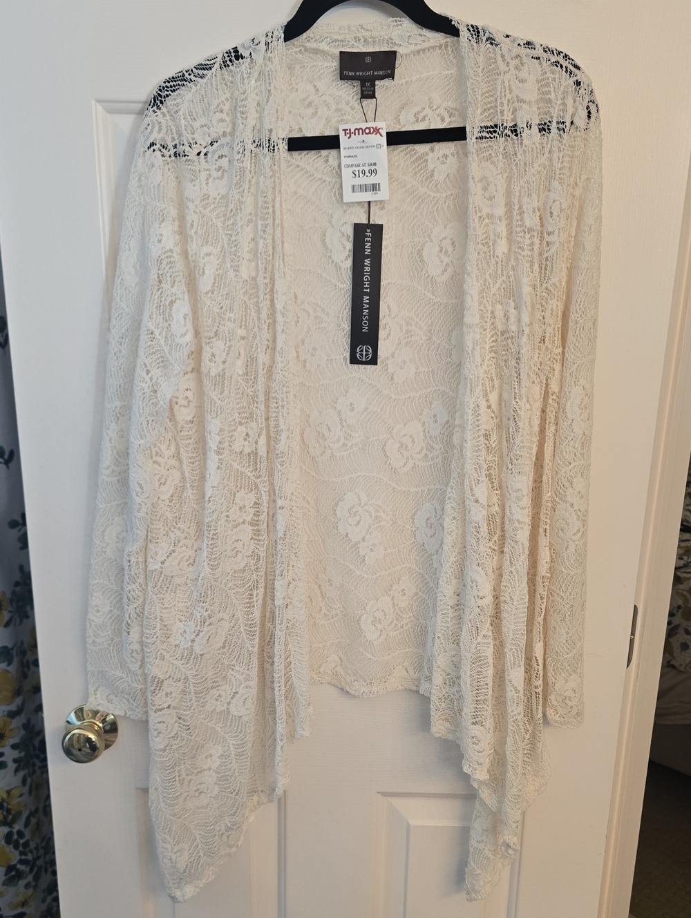 NWT Cream Knit Asymmetric Cardigan